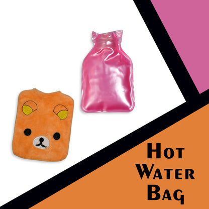 Orange Panda Small Hot Water Bag with Soft Cover – Portable Natural Rubber Heat Therapy Bottle for Pain Relief, Menstrual Cramps, Neck, Shoulder, Back and Hand Warmer