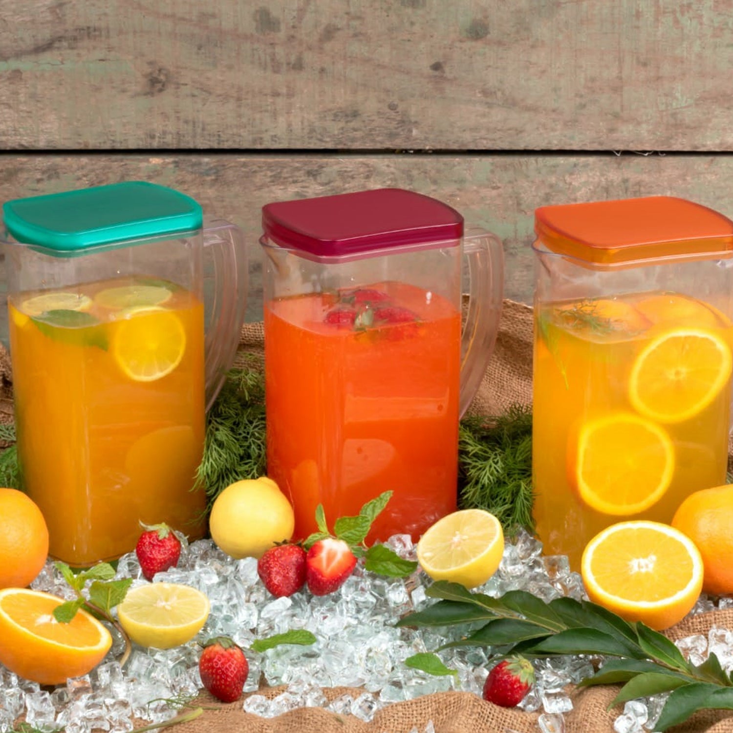 Premium Multi Purpose Square Water and Juice Jug Set 2000ML with 6 Glasses 300ML Each Transparent BPA Free Leak Proof Freezer Safe Unbreakable Jug for Fridge Dining Table