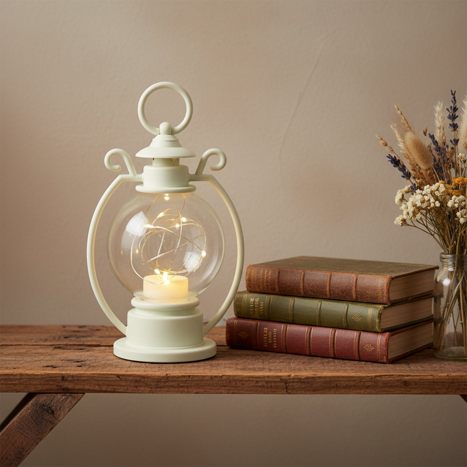LED Decorative Storm Lantern Light Vintage Hanging and Tabletop Lamp for Home Café Festive Party Decoration Battery Operated Warm White Light (1 Pc)