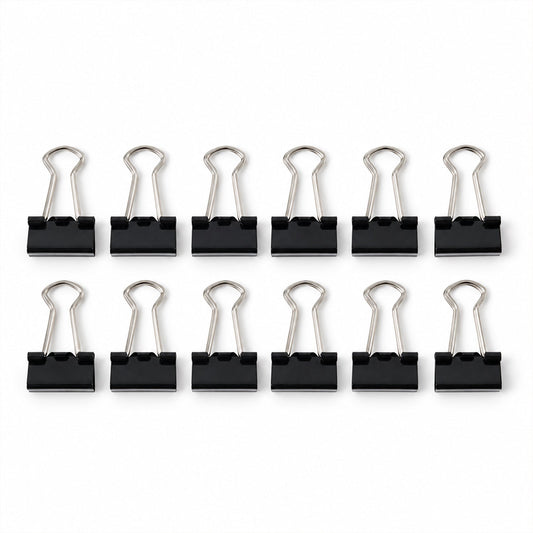 Metal Paper Holding Binder Clips For Office School And Home Organization (12 Pc 19 Mm)