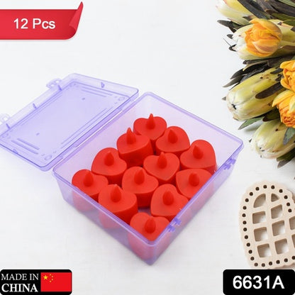 LED Heart Shape Flameless Tea Light Candles Multi Color Battery Operated Decorative Diya Lights for Diwali Navratri Wedding Home Decoration Pack of 12