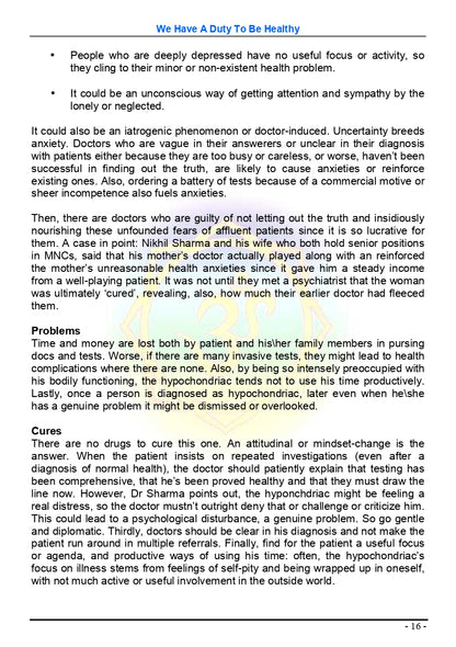 We Have A Duty To Be Healthy (100 Health Essays) - Ebook