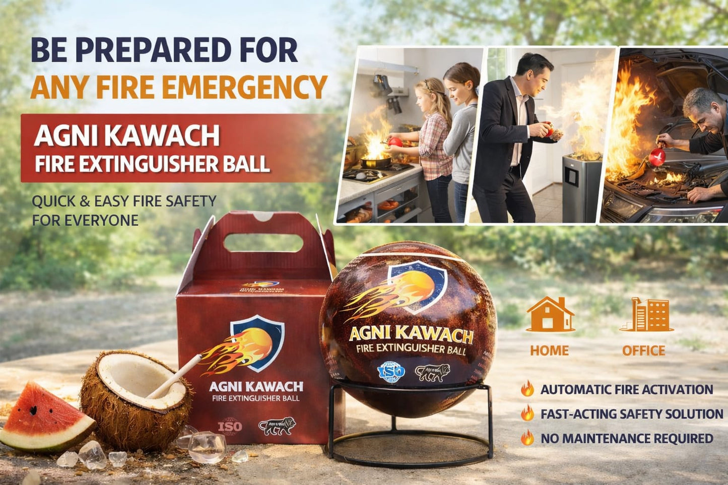 Agni Kawach Automatic Fire Extinguisher Ball – Self Activating Fire Safety Ball