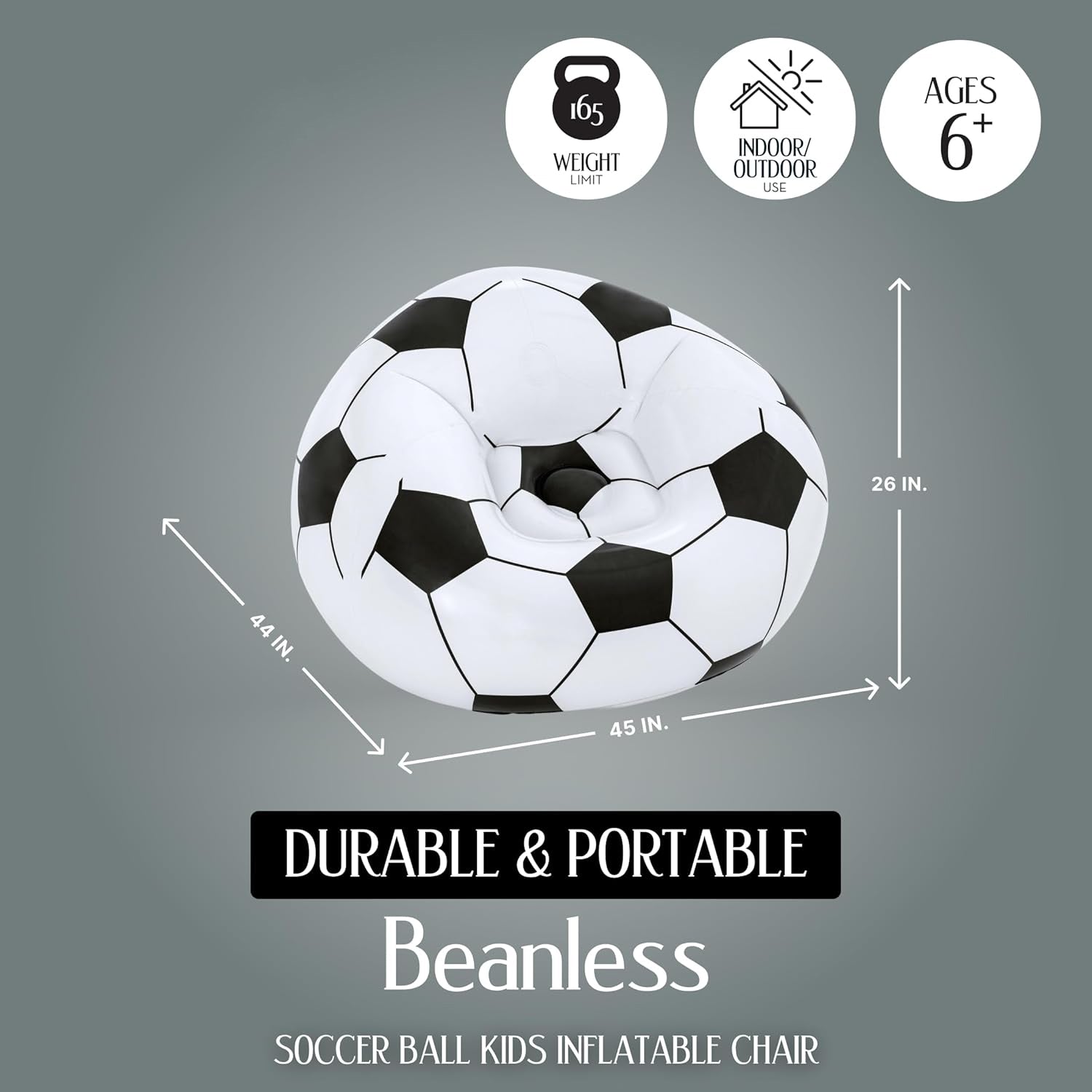 Inflatable Soccer Ball Lounge Chair Fun Comfortable For Kids