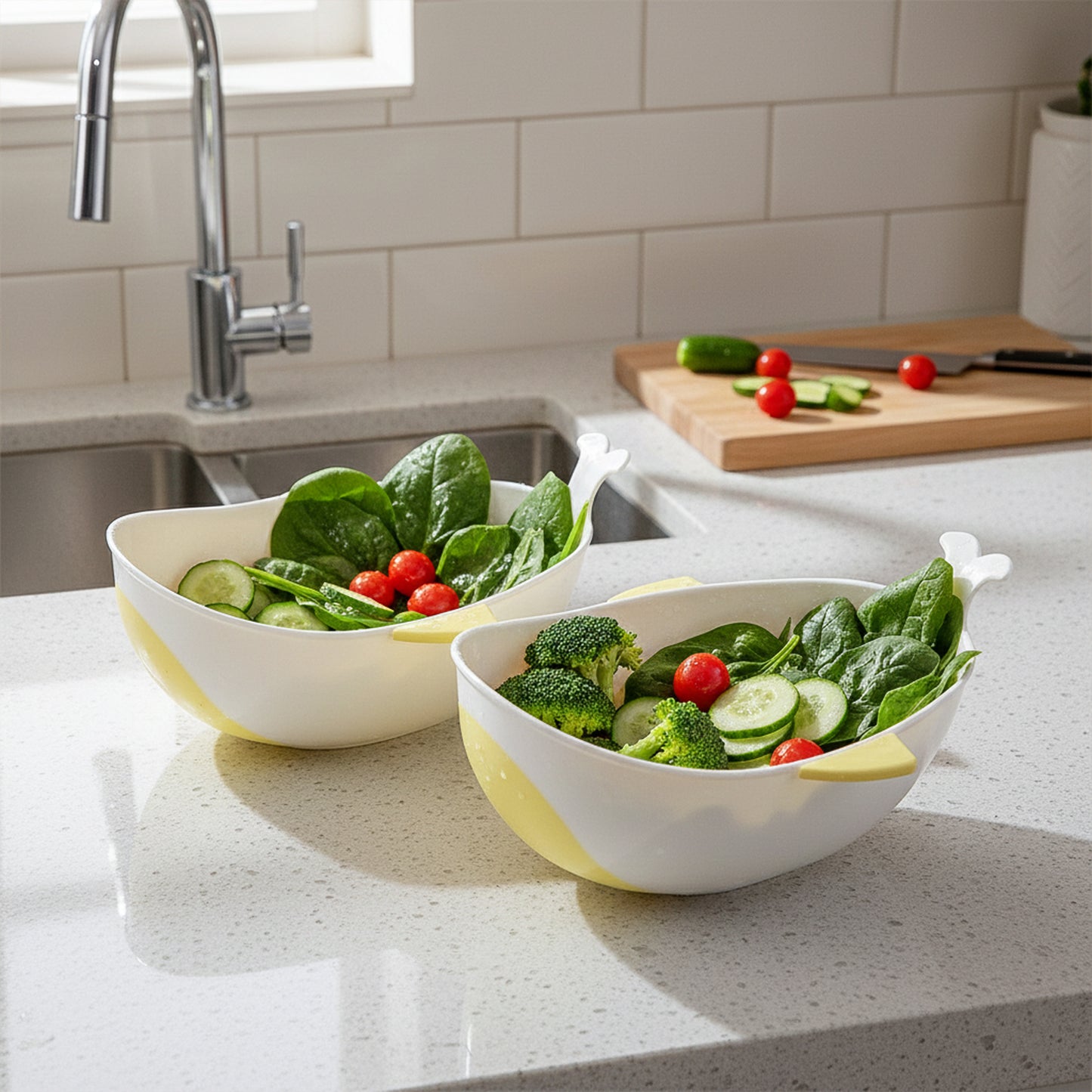 Plastic Rice, Pulses, Fruits, Vegetable, Noodles & Pasta Washing Bowl and Strainer – Multipurpose Kitchen Prep & Drain Set (2 Pc)