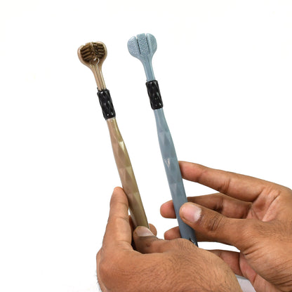 3 Sided Toothbrush Soft Bristle Manual Toothbrush with 360 Degree Cleaning Head for Adults Children and Youth (2 Pcs)