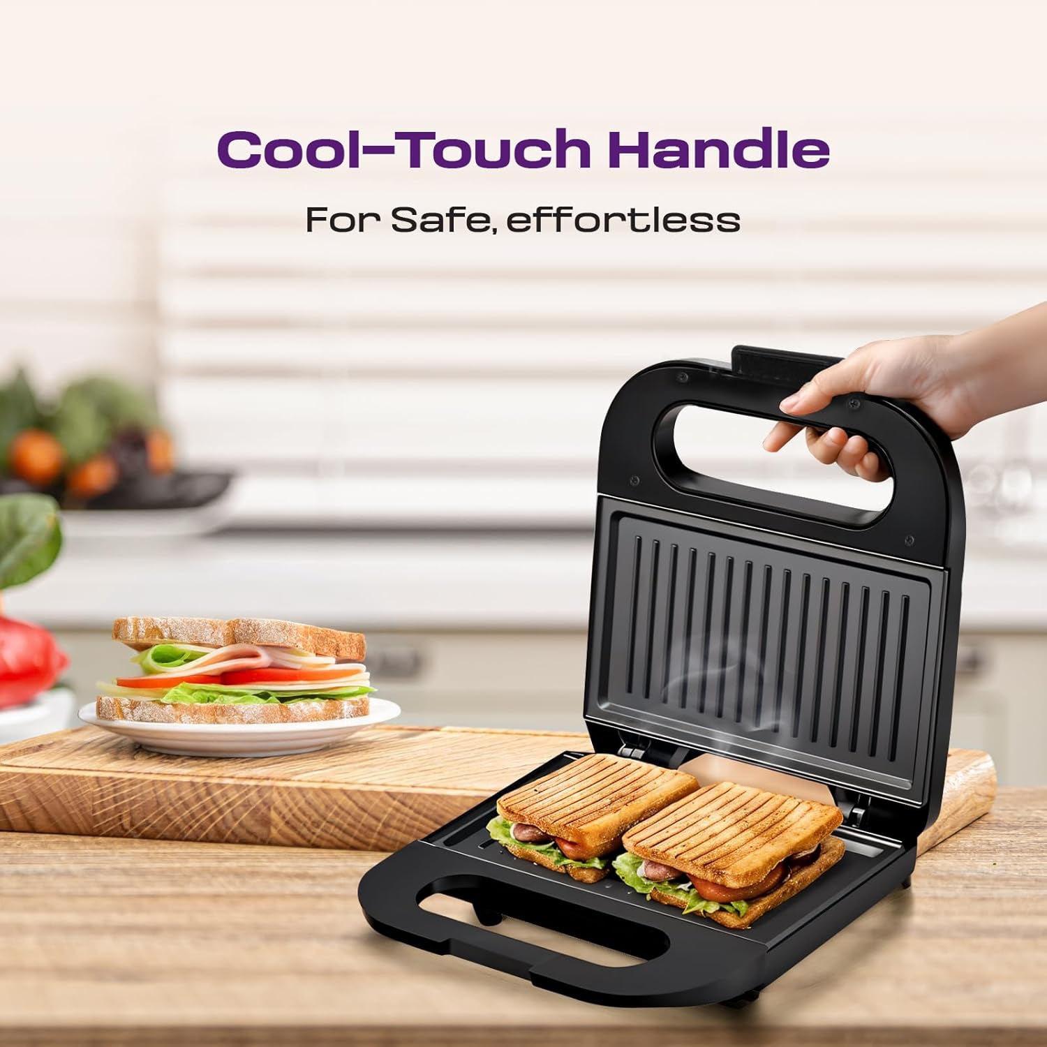 Orbit 800W Electric Sandwich Toaster Maker with Non-Stick Plates – Fast Heating Grill for Crispy Sandwiches, Breakfast and Snacks (Black)