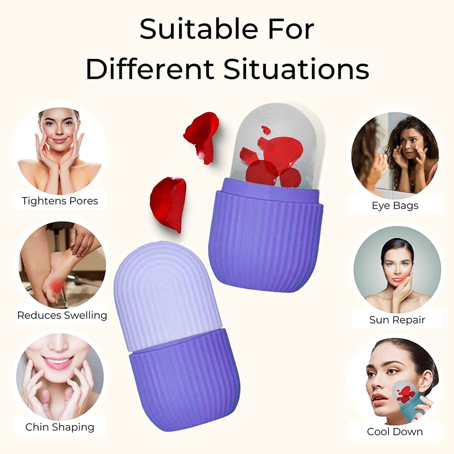 Beauty Ice Roller for Face Massager and Eye Reusable Silicone Facial Roller