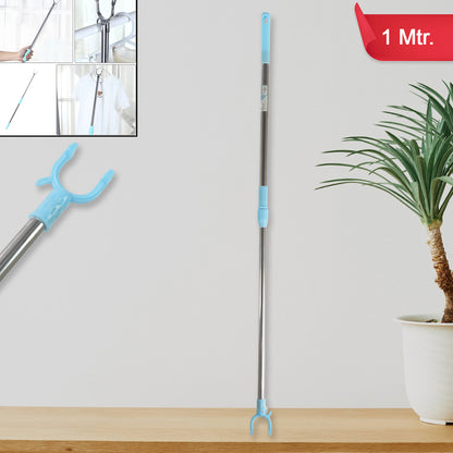 Reach Stick Pole with Hook Adjustable Telescopic Clothes Hanging Pole for Closet, Laundry and Ceiling Use (1 Pc | 1 Meter)