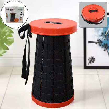 Portable Retractable Folding Stool Adjustable Height Collapsible Lightweight Travel Seat for Camping, Fishing, Garden, Home and Outdoor Use (1 Pc)