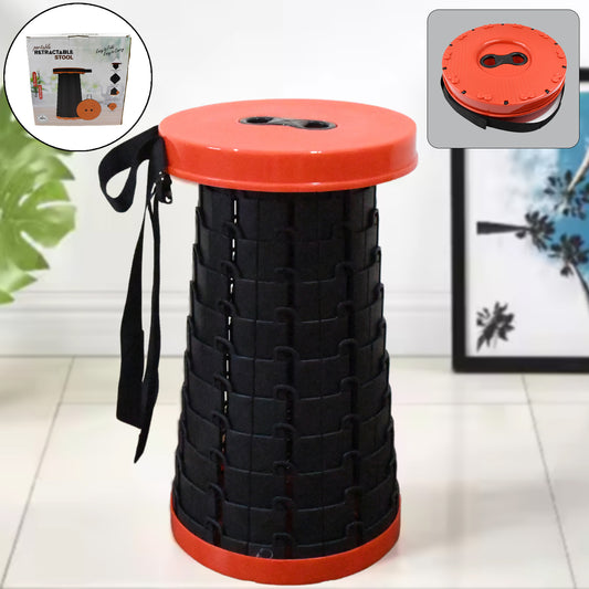 Portable Retractable Folding Stool Adjustable Height Collapsible Lightweight Travel Seat for Camping, Fishing, Garden, Home and Outdoor Use (1 Pc)