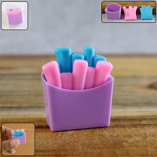 Mini French Fries Toy Set – Cute Pretend Play Snack Toy for Kids – Soft Touch, Colorful Fries Design with Realistic Texture – Fun Collectible Miniature for Gifting, Decoration and Role Play (1 Pc)