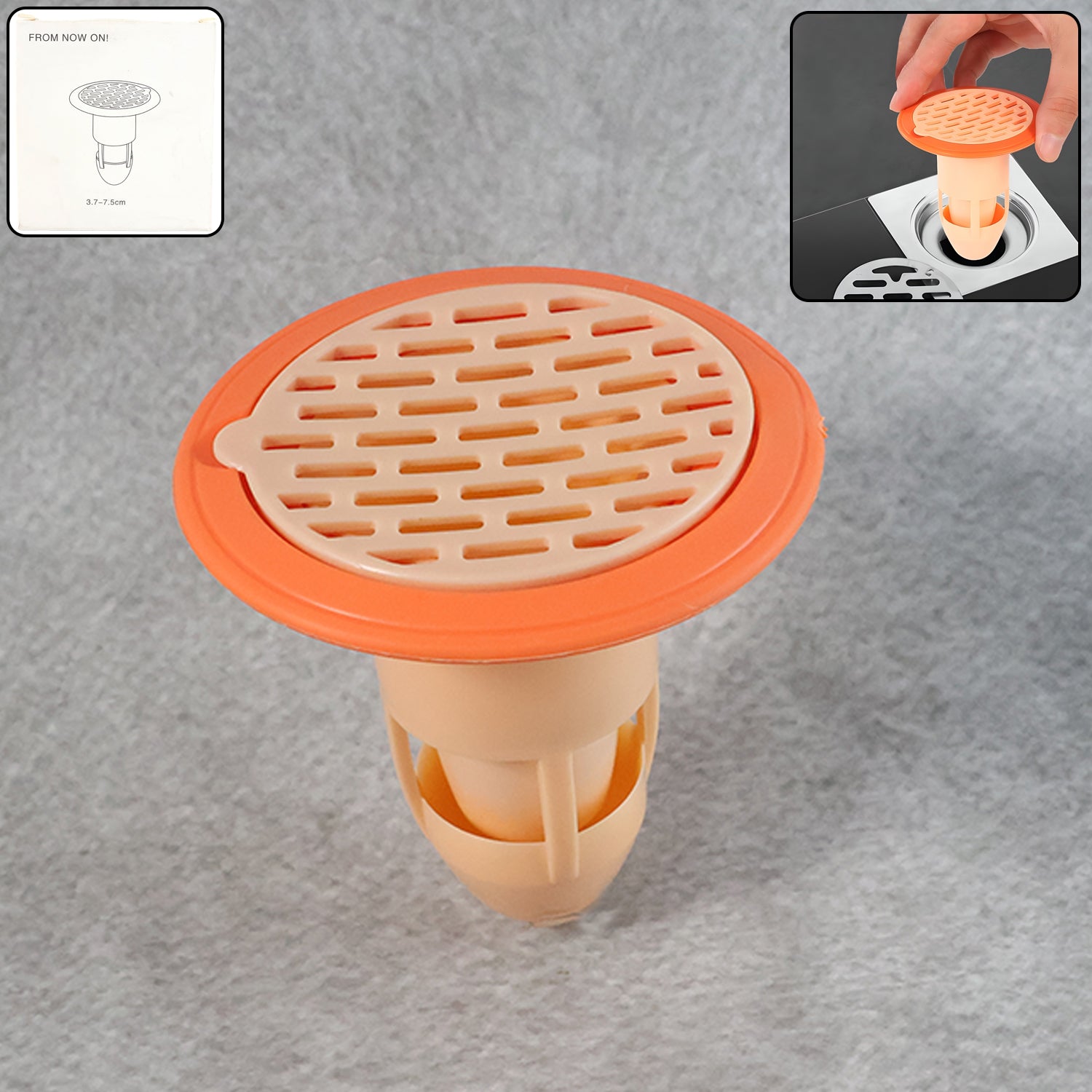 Bathroom & Kitchen Floor Drain Cover with Built-In Hair Catcher – Anti-Clogging Plastic Drain Strainer for Washbasin, Shower & Sink Outlet (1 Pc)