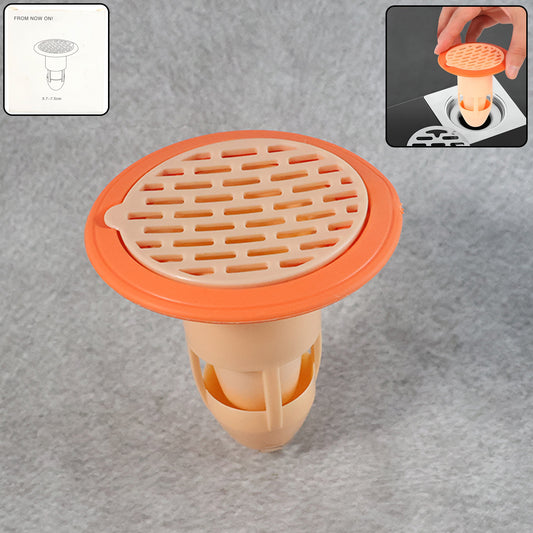 Bathroom & Kitchen Floor Drain Cover with Built-In Hair Catcher – Anti-Clogging Plastic Drain Strainer for Washbasin, Shower & Sink Outlet (1 Pc)