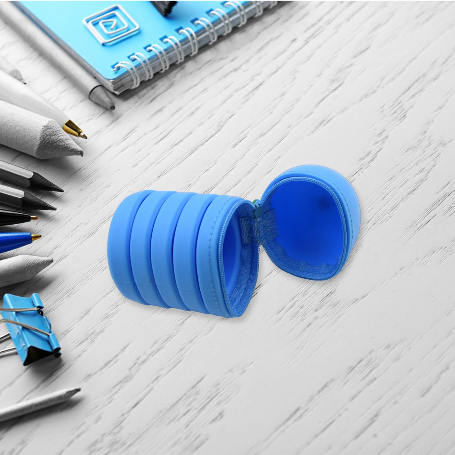 Silicone Telescopic Pen Holder With Zipper Closure And Large Capacity | School Clear Pencil Case