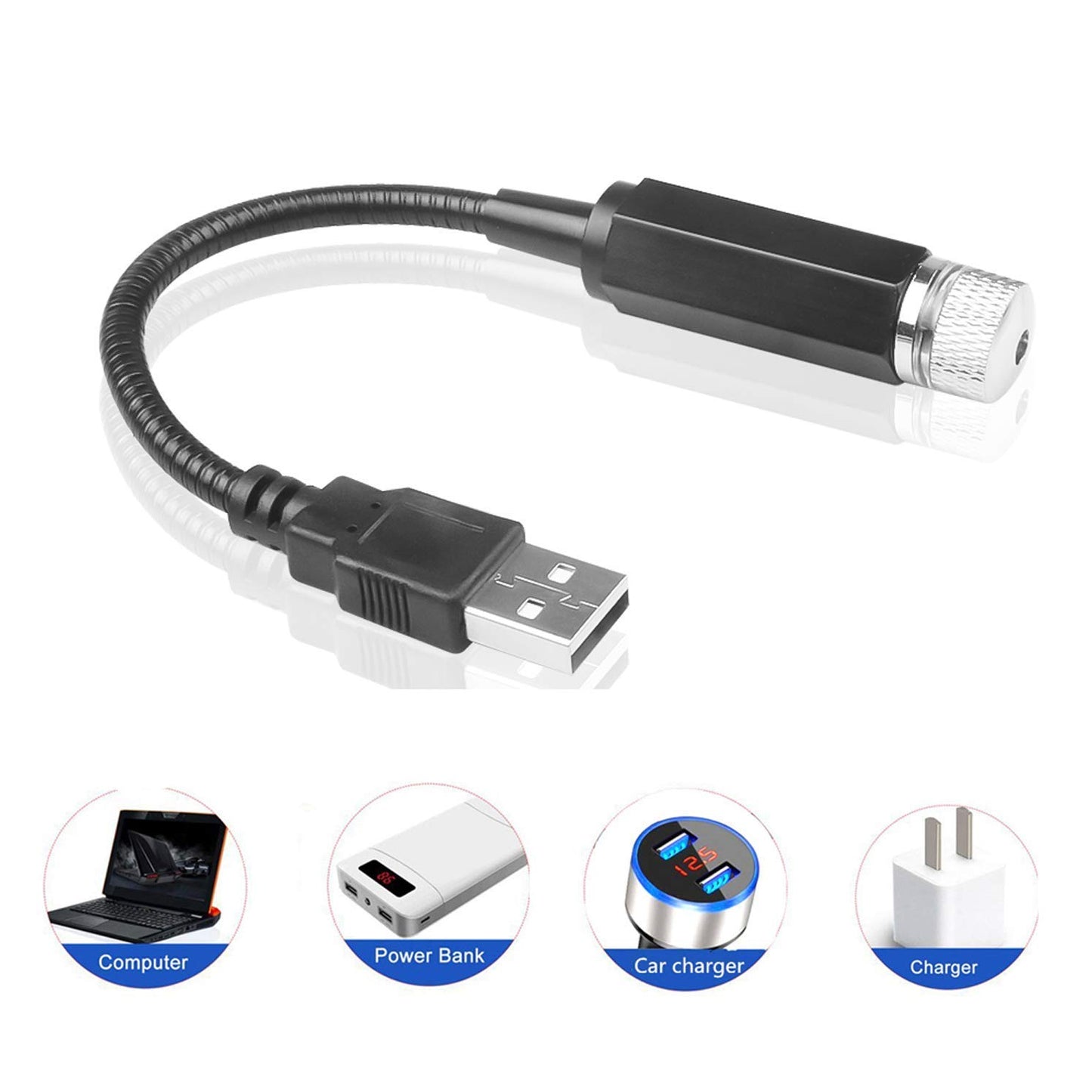 Multipurpose USB Galaxy Laser Light Projector for Car Bedroom Ceiling and Party Adjustable Star Night Light Ambient Roof Light 1 Piece