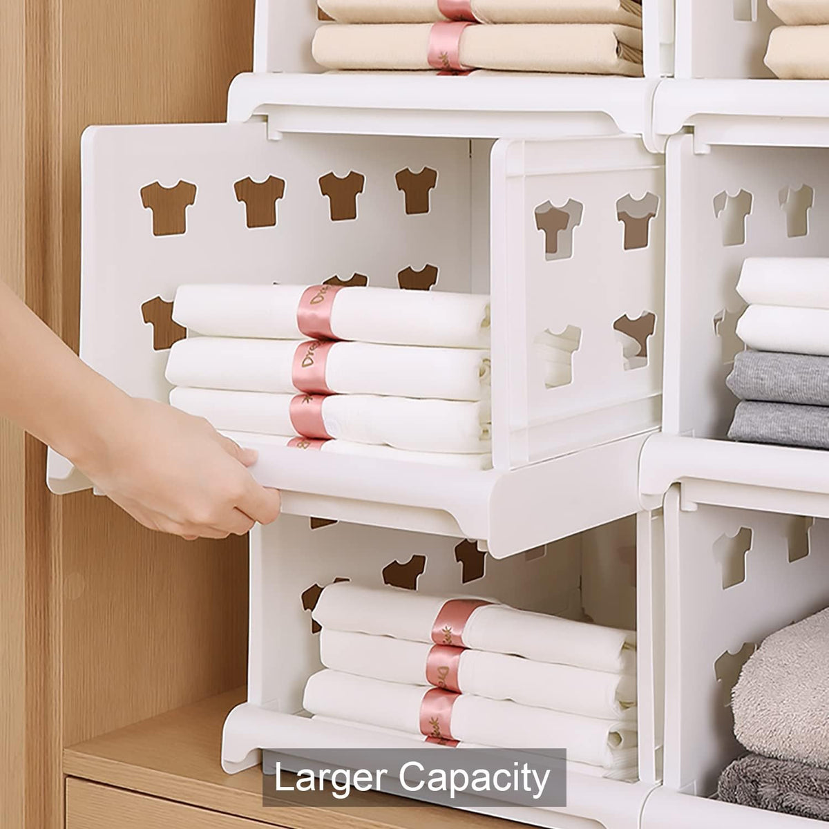 4 Layer Stackable Multifunctional Storage Cart Foldable Drawer Shelf Basket Utility Organizer Rack for Kitchen Pantry Closet Bedroom Bathroom and Laundry (1 Pc)