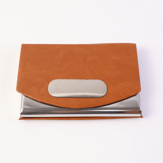 Leather & Stainless-Steel Business Card Holder (1 Pc) Elegant Visiting Card Case with Magnetic Closure | Slim Executive Design | Scratch-Resistant &amp; High-Capacity