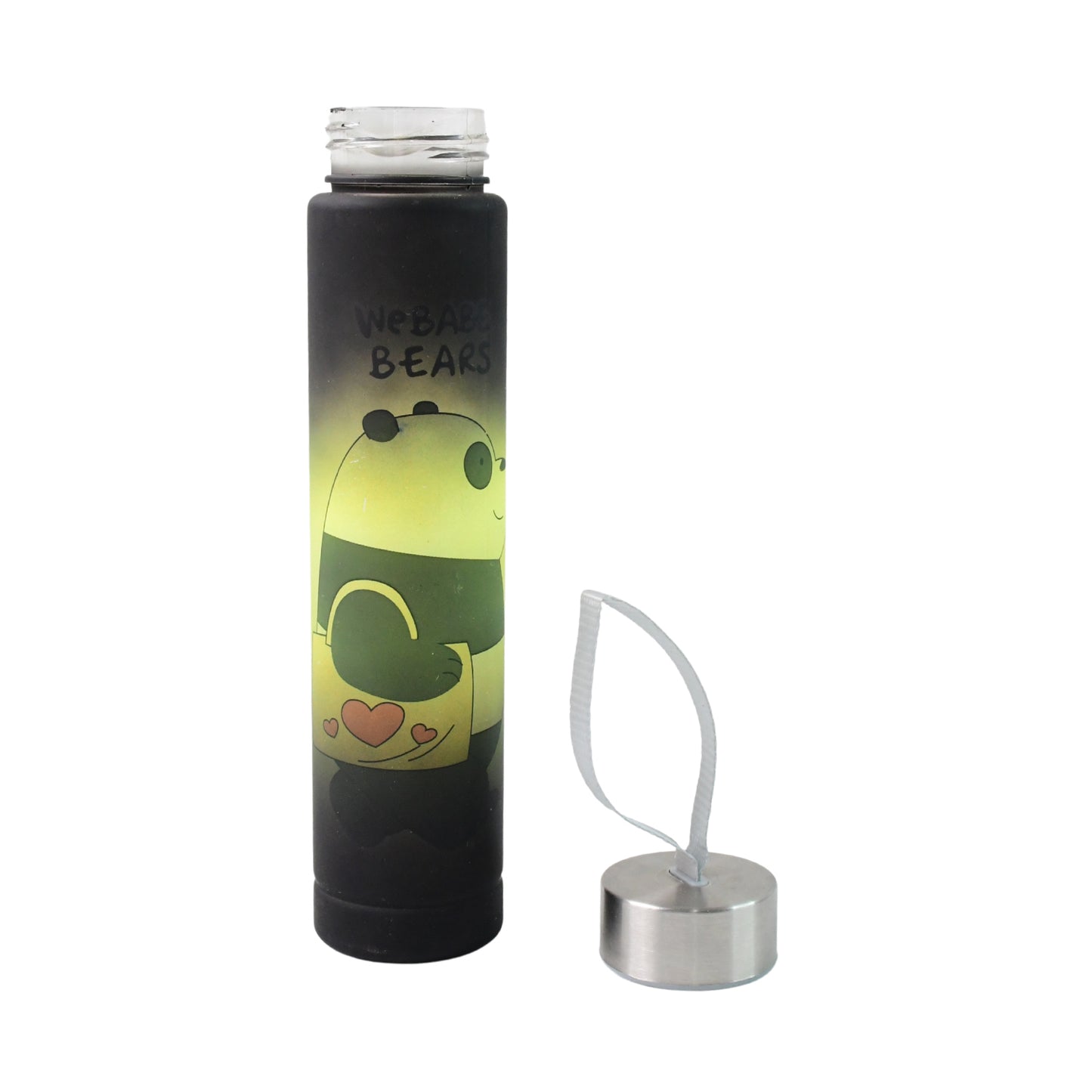 300 ML Cute Cartoon Printed Plastic Water Bottle with Leakproof Stainless Steel Cap and Carry Strap – Portable Reusable Travel, School, Office and Home Use Bottle (1 Pc)