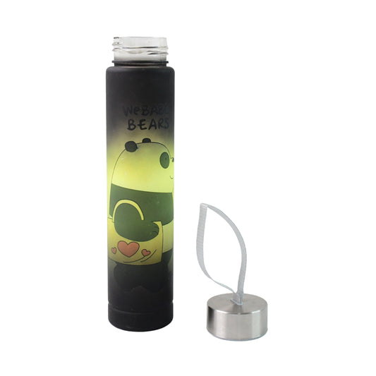 300 ML Cute Cartoon Printed Plastic Water Bottle with Leakproof Stainless Steel Cap and Carry Strap – Portable Reusable Travel, School, Office and Home Use Bottle (1 Pc)