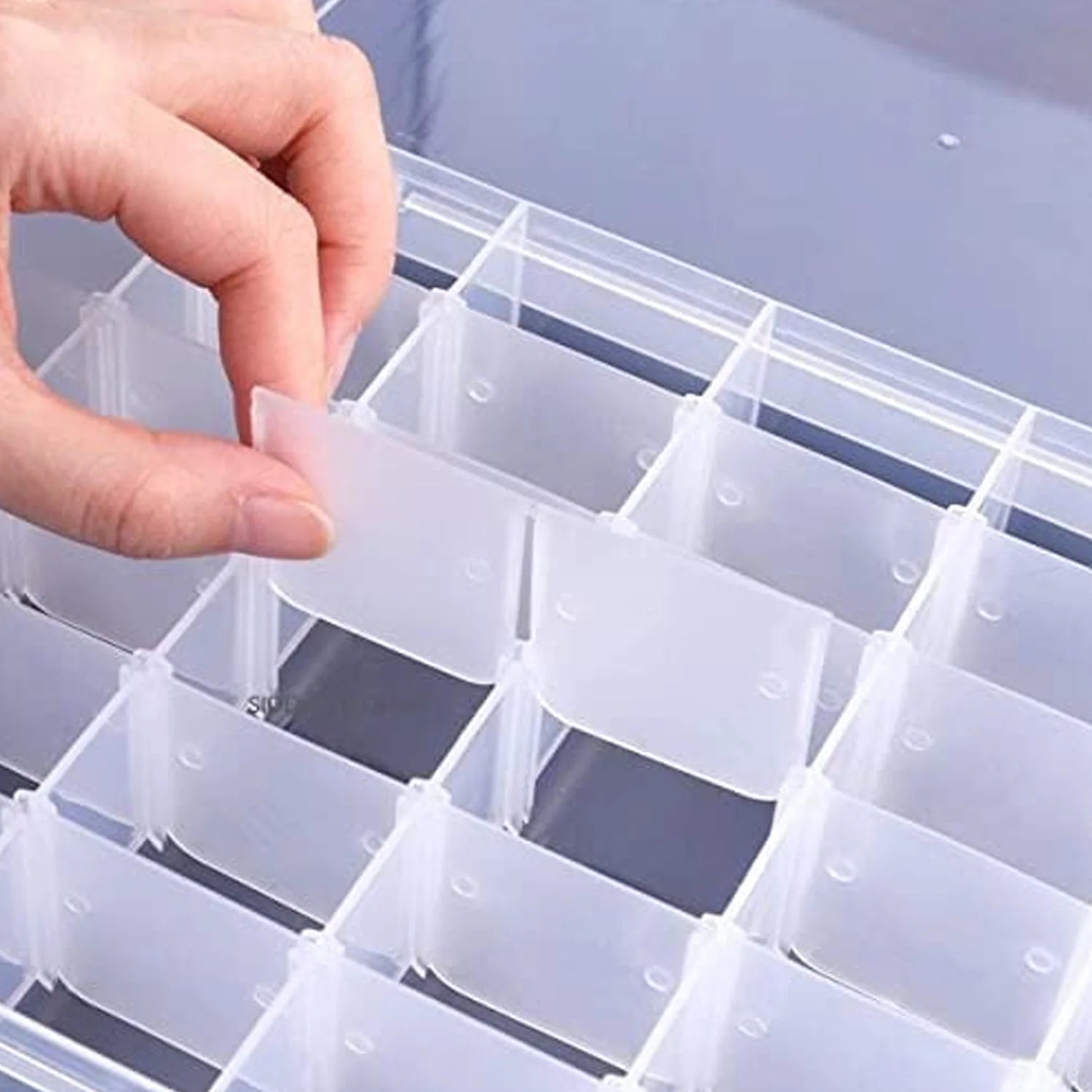 36 Grids Clear Plastic Organizer Jewelry Storage Box with Adjustable Dividers, Transparent Multipurpose Storage Box (1 Pc)