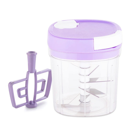 2 in 1 Handy Chopper and Slicer Manual Vegetable Fruit Chopper with Stainless Steel Blades for Kitchen Use (1 Pc)