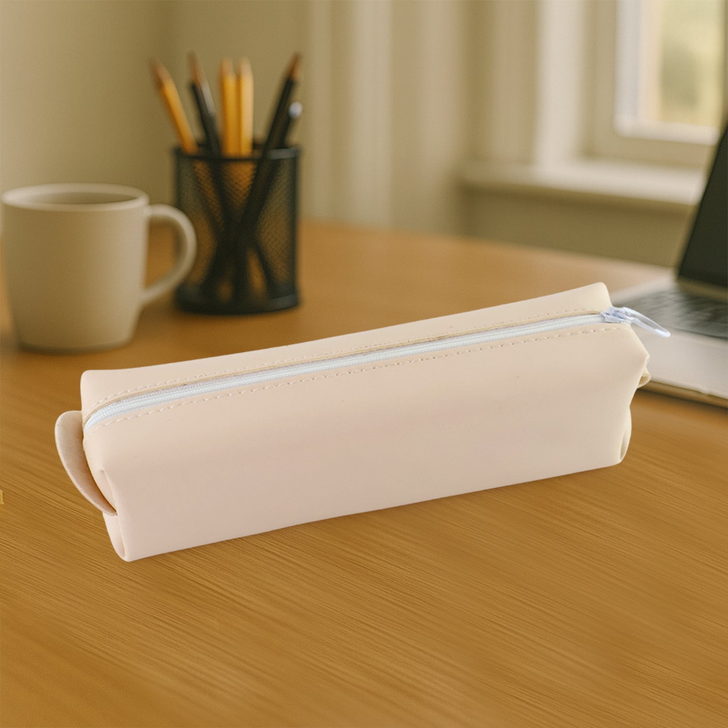Slim PU Leather Pencil Pouch - (1 Pc) Soft Zippered Stationery Case with Ring Pull | Lightweight, Spill-Resistant & Multi-Purpose