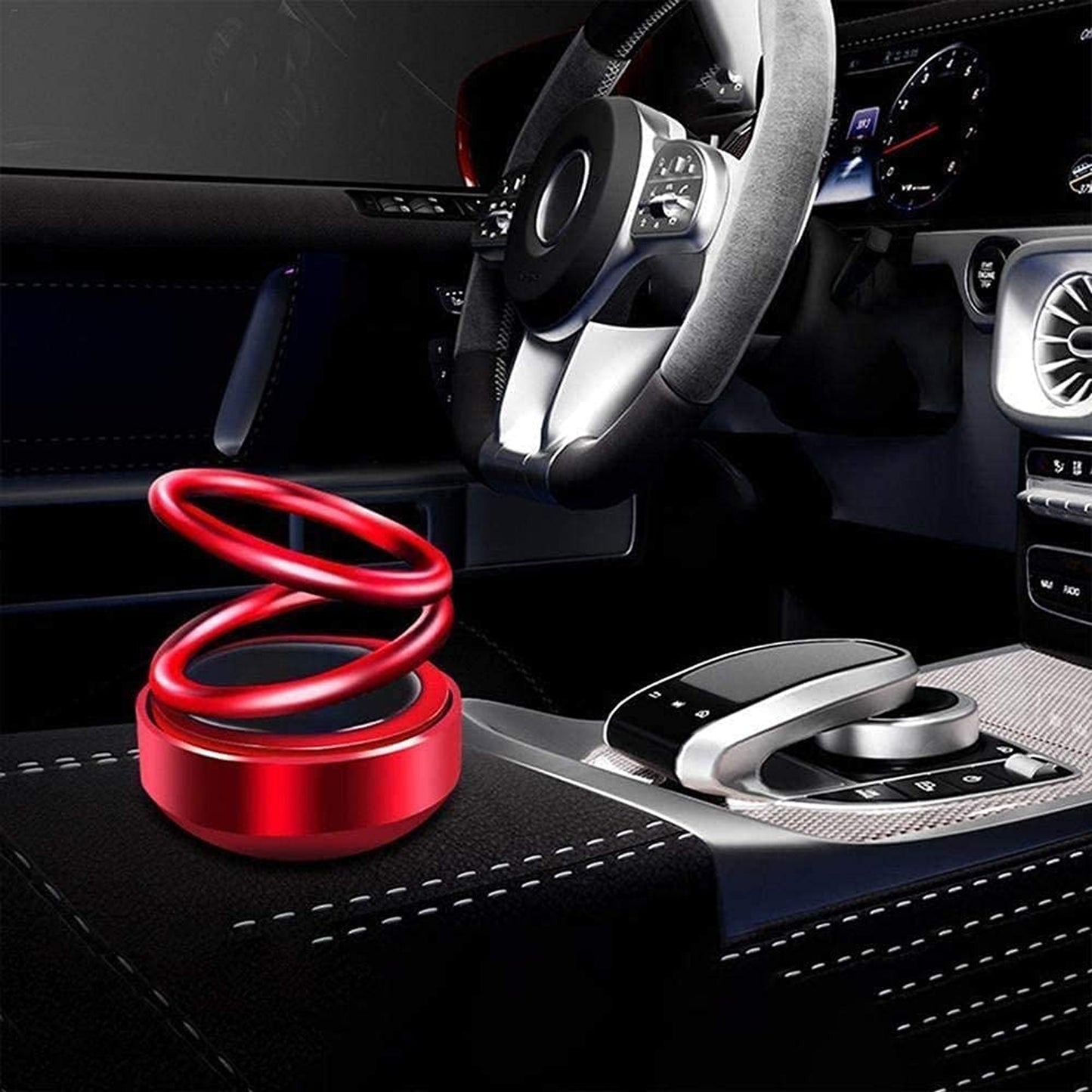Solar Power Car Aroma Diffuser 360° double Ring Rotating Design