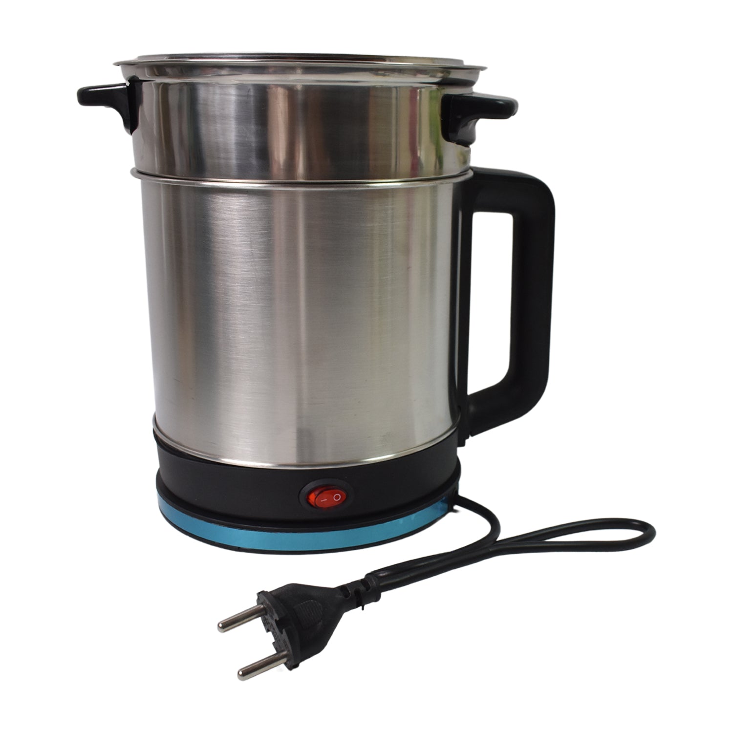 Stainless Steel Electric Soup Pot with Lid Multi Cooker Kettle 800W 2.5L Electric Boiler Single Breakfast Cup Health Cooking Pot for Office and Home Use