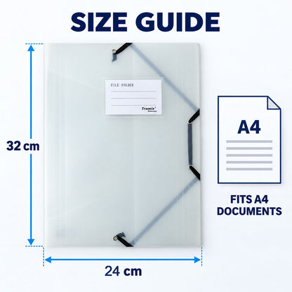 Transparent Plastic Document File Folder with Elastic Band Closure, Frosted Paper Organizer with Interior Pockets and Label Card Document Storage