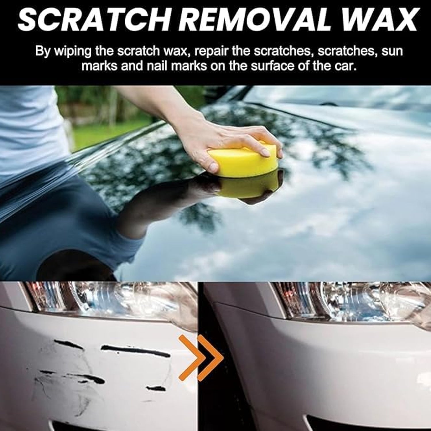 Car Scratch Removal Wax, 60 ml Scratch Repair and Surface Restorer with Sponge Applicator for Removing Scratches, Stains and Oxidation (1 Set)