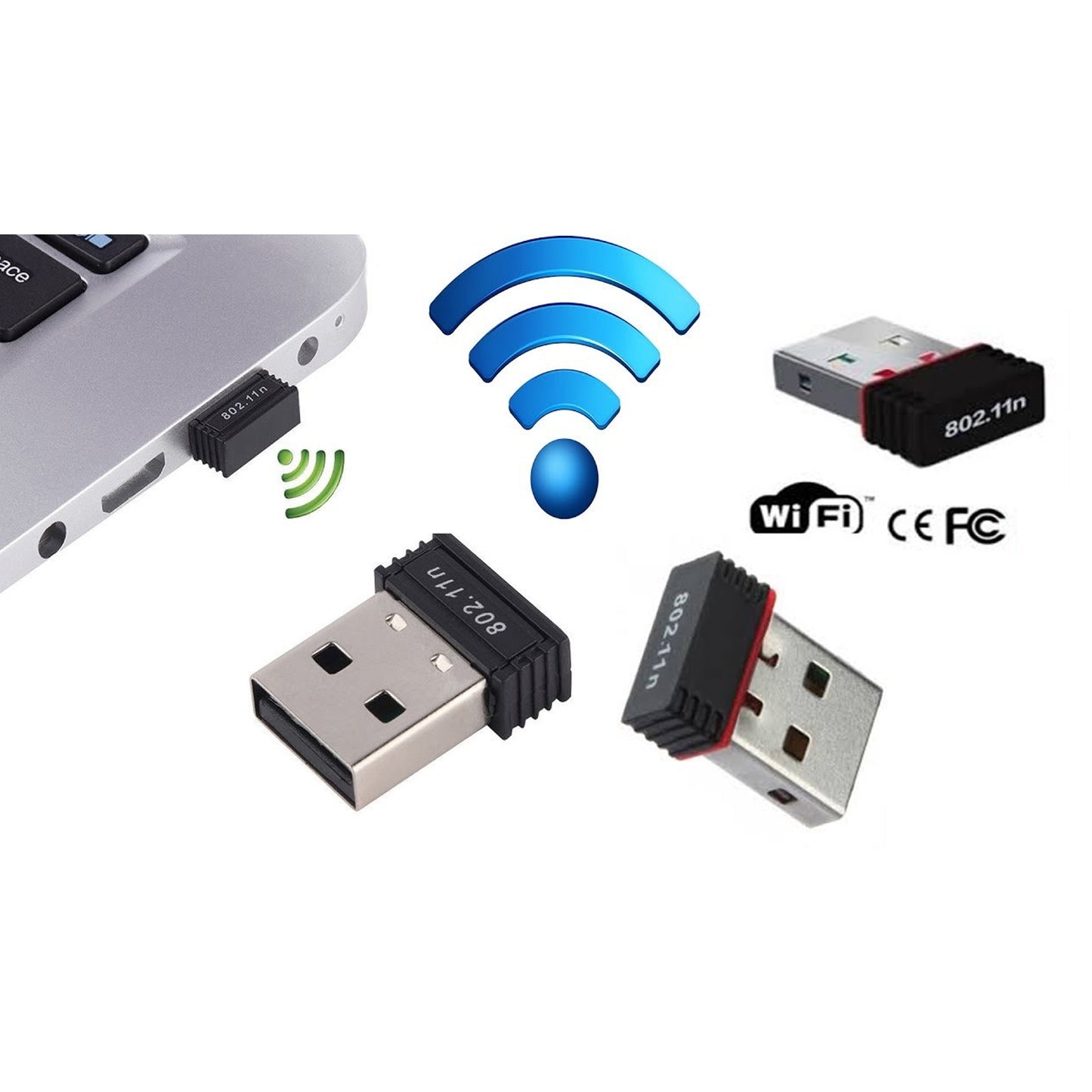 Mini USB Wi Fi Receiver Wireless Network Adapter 300 Mbps with Driver CD for PC Laptop Desktop (1 Pc)