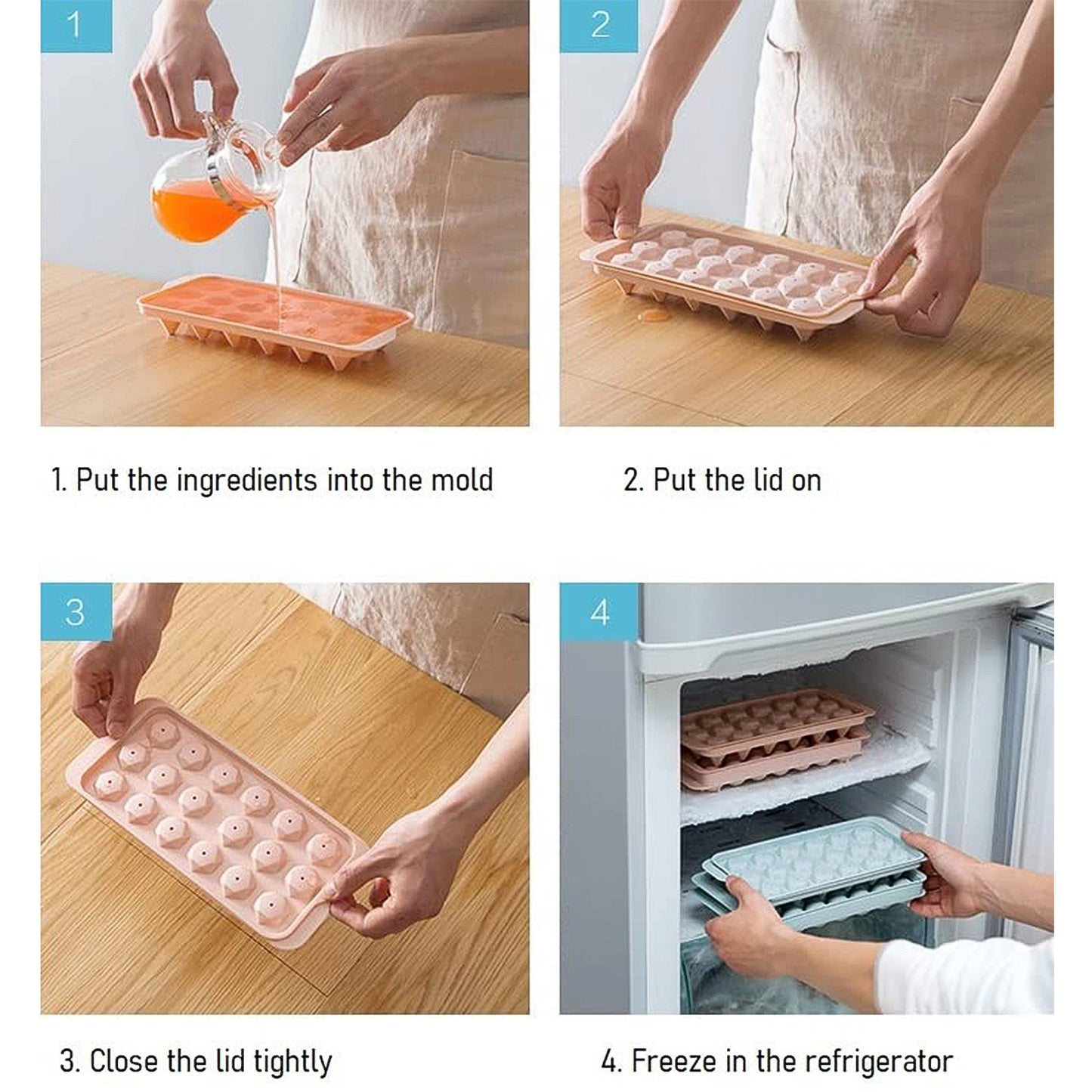 Durable Plastic Ice Cube Tray with 18 Diamond Shaped Cavities, Easy Release Freezer Mold for Ice, Chocolate, Jelly, Frozen Treats and Beverages (1 Pc)