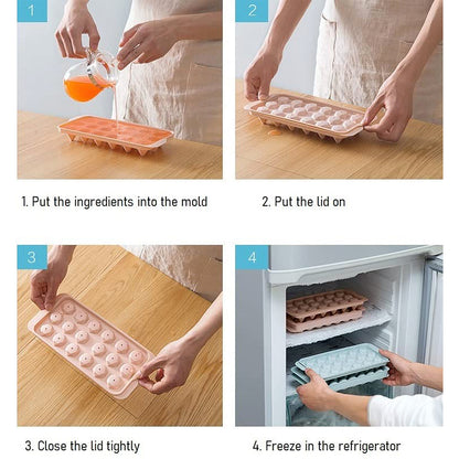 Durable Plastic Ice Cube Tray with 18 Diamond Shaped Cavities, Easy Release Freezer Mold for Ice, Chocolate, Jelly, Frozen Treats and Beverages (1 Pc)