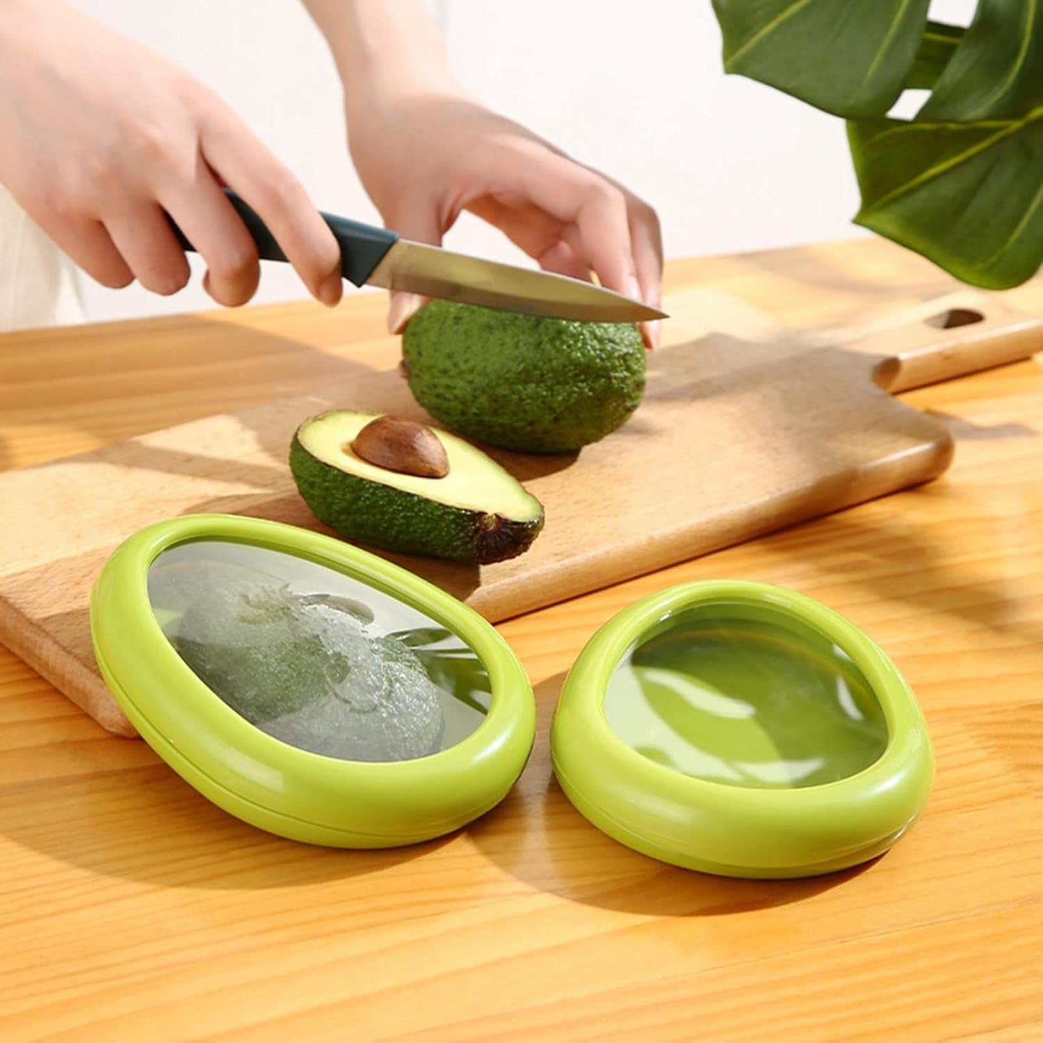 Green Oval Shape Vegetable Container Premium Fruit Saver Keeper for Kitchen Organization and Refrigerator Storage (1 Pc)