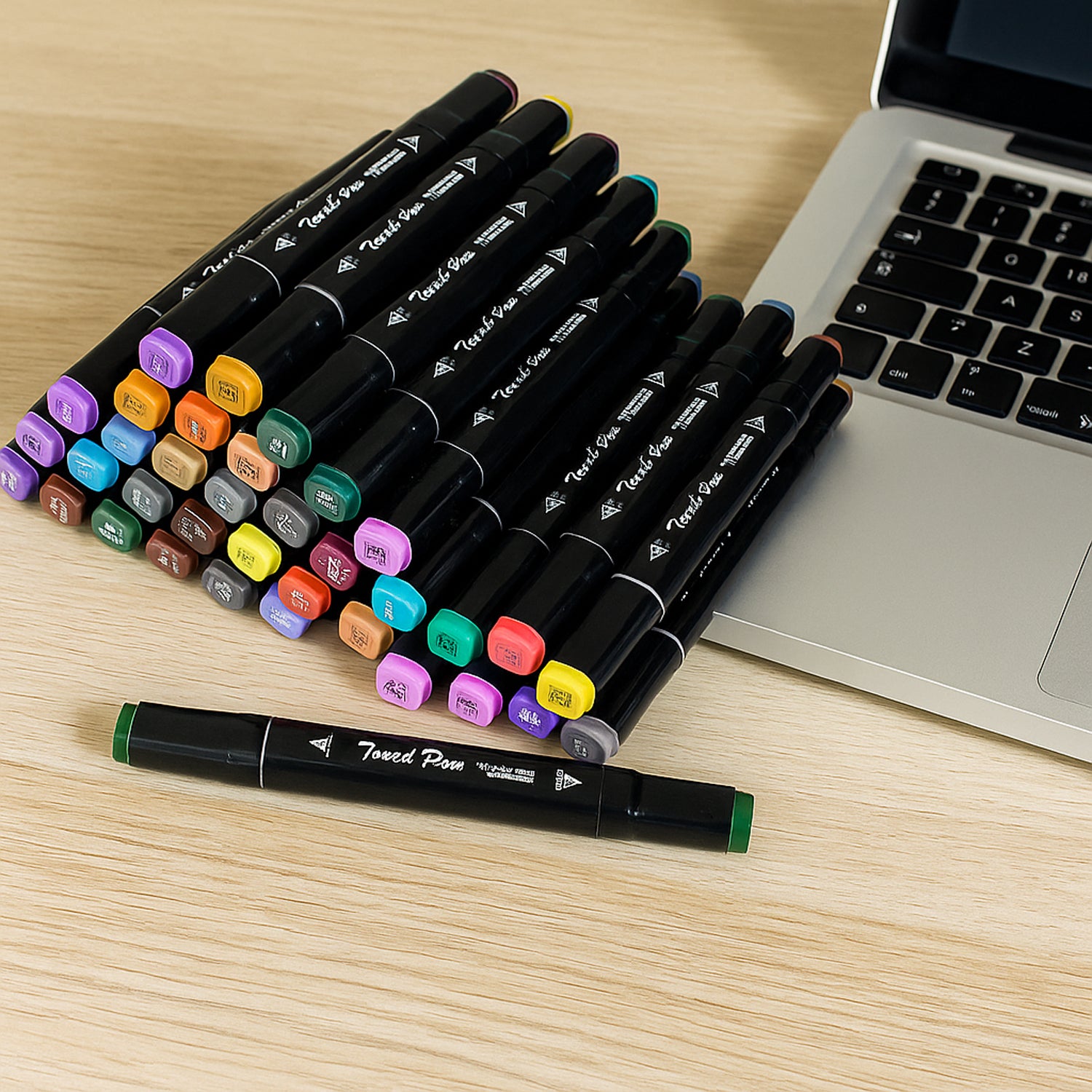 48-Piece Dual-Tip Sketch Markers Set – TouchWool Professional Markers for Artists, Designers and Crafters – Soft and Hard Tips for Coloring, Drawing and Illustration – Includes Carrying Case