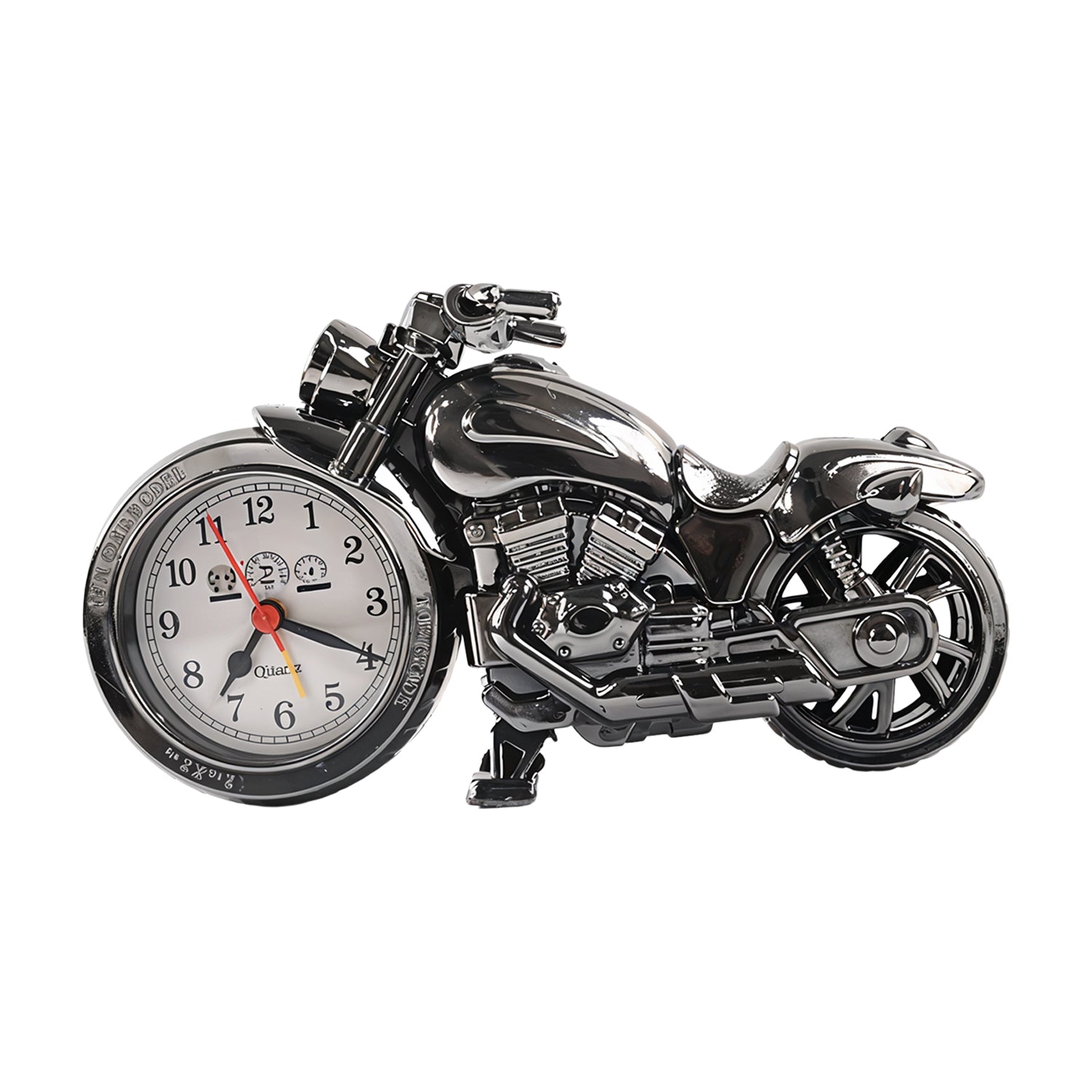 Motorcycle Shaped Analog Alarm Table Clock Decorative Bike Desk Clock Battery Operated for Home, Office and Bedroom Décor (1 Pc)