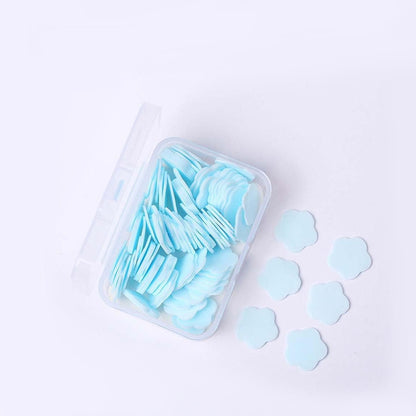 Mini Portable Travel Soap Paper Sheets – Flower Shape Disposable Paper Soap Flakes for Hand Cleaning, Hand Washing and Travel Hygiene – Approx 100 Pcs Set (Mix Color)