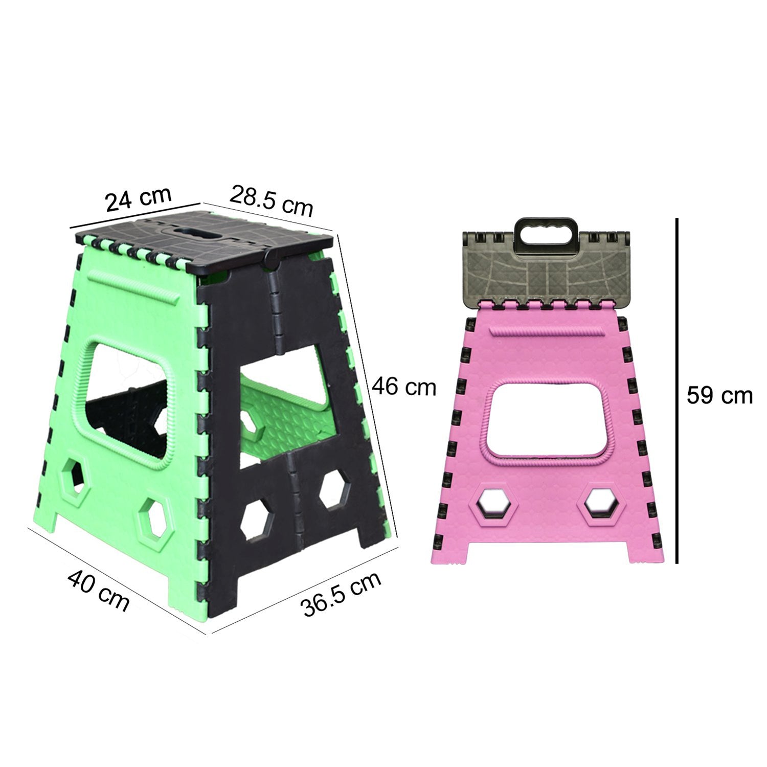 2 Pc 18 Inch Folding Stool for Adults and Kids Heavy Duty Plastic Foldable Step Stool for Kitchen Bathroom Camping Home Office and Outdoor Use