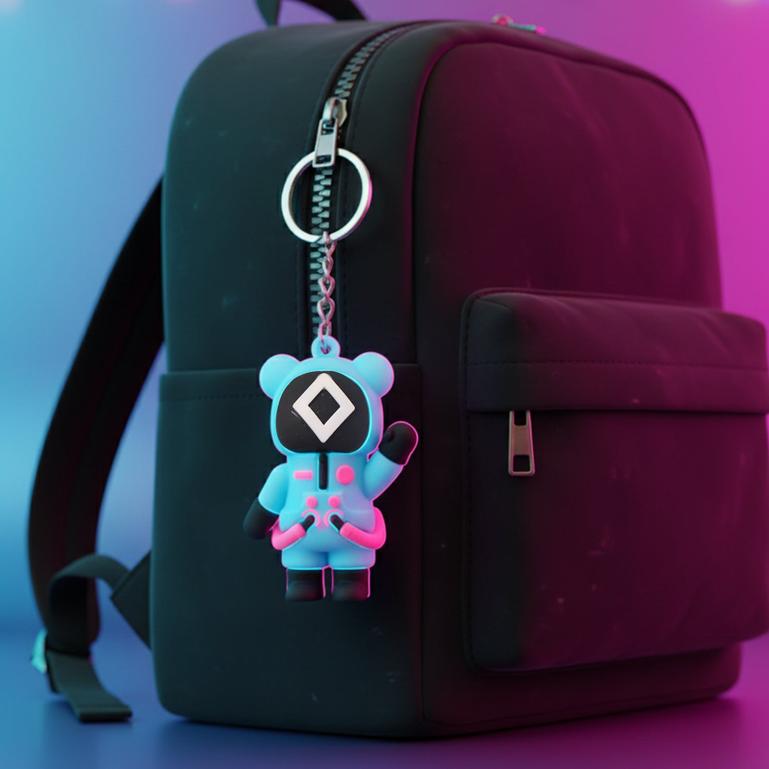 Cute Character Themed Soft Silicone Keychain with Metal Ring and Chain Cartoon Figure Bag Pendant Key Holder and Decorative Accessory (1 Pc Random Design)