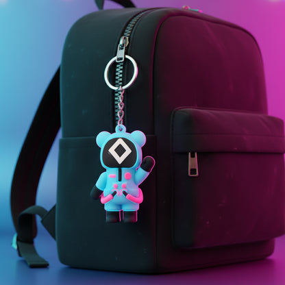 Cute Character Themed Soft Silicone Keychain with Metal Ring and Chain Cartoon Figure Bag Pendant Key Holder and Decorative Accessory (1 Pc Random Design)