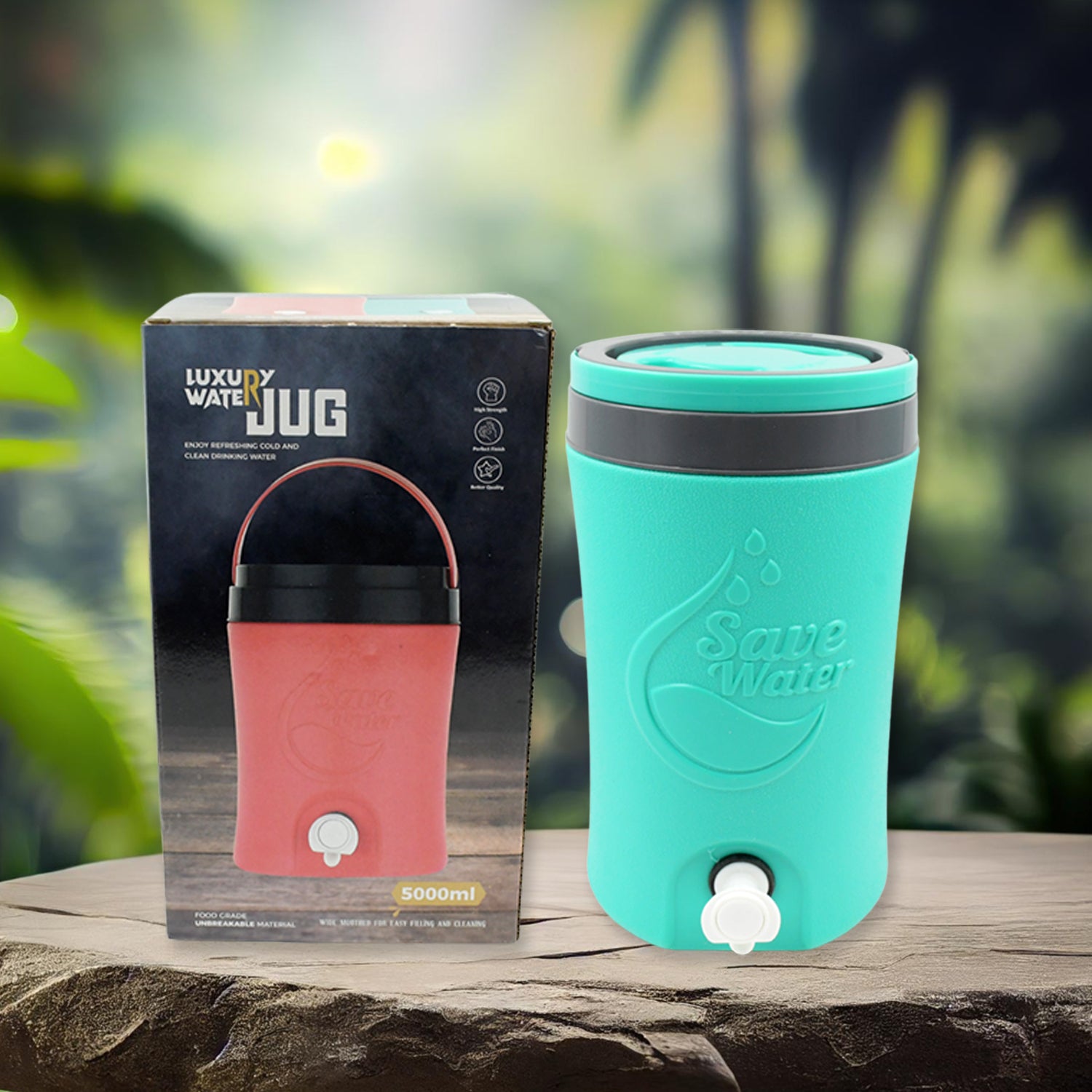 Plastic Water Rover Jug 5 Litre Insulated Water Jug with Tap and Sturdy Handle Hot and Cold Beverage Dispenser Leakproof Food Grade Portable Water Storage Jug