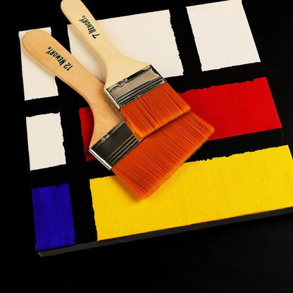 Artistic Flat Paint Brush Set of 12 – Professional Synthetic Flat Brushes for Acrylic, Watercolor and Oil Painting