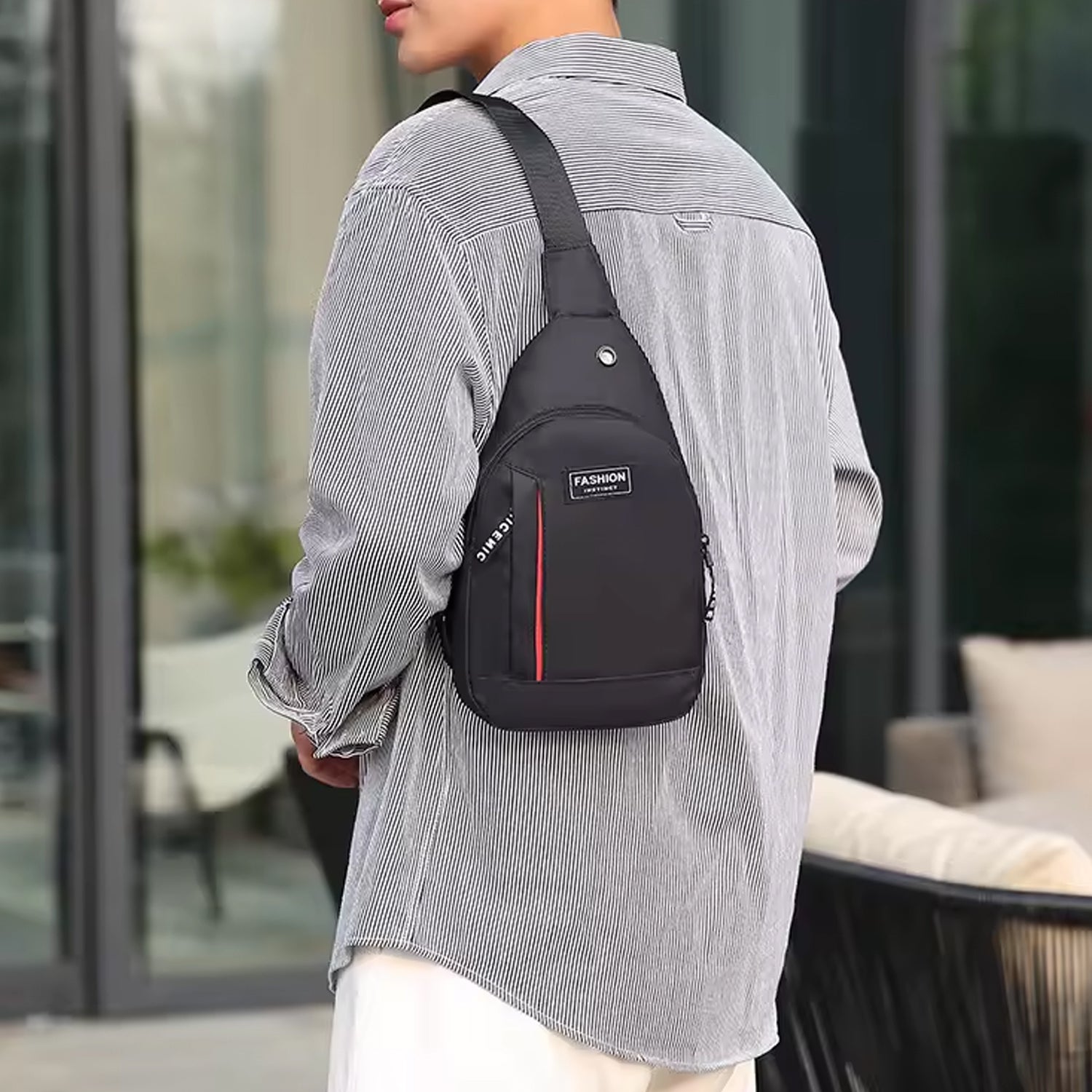 Waterproof Anti-Theft Crossbody Sling Bag with USB Charging Port, Earphone Port and Four Zipper Pockets for Men and Women