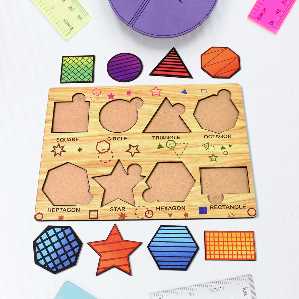 Wooden Triangles Puzzle Learning Educational Board (1 Set 2820 Cm)
