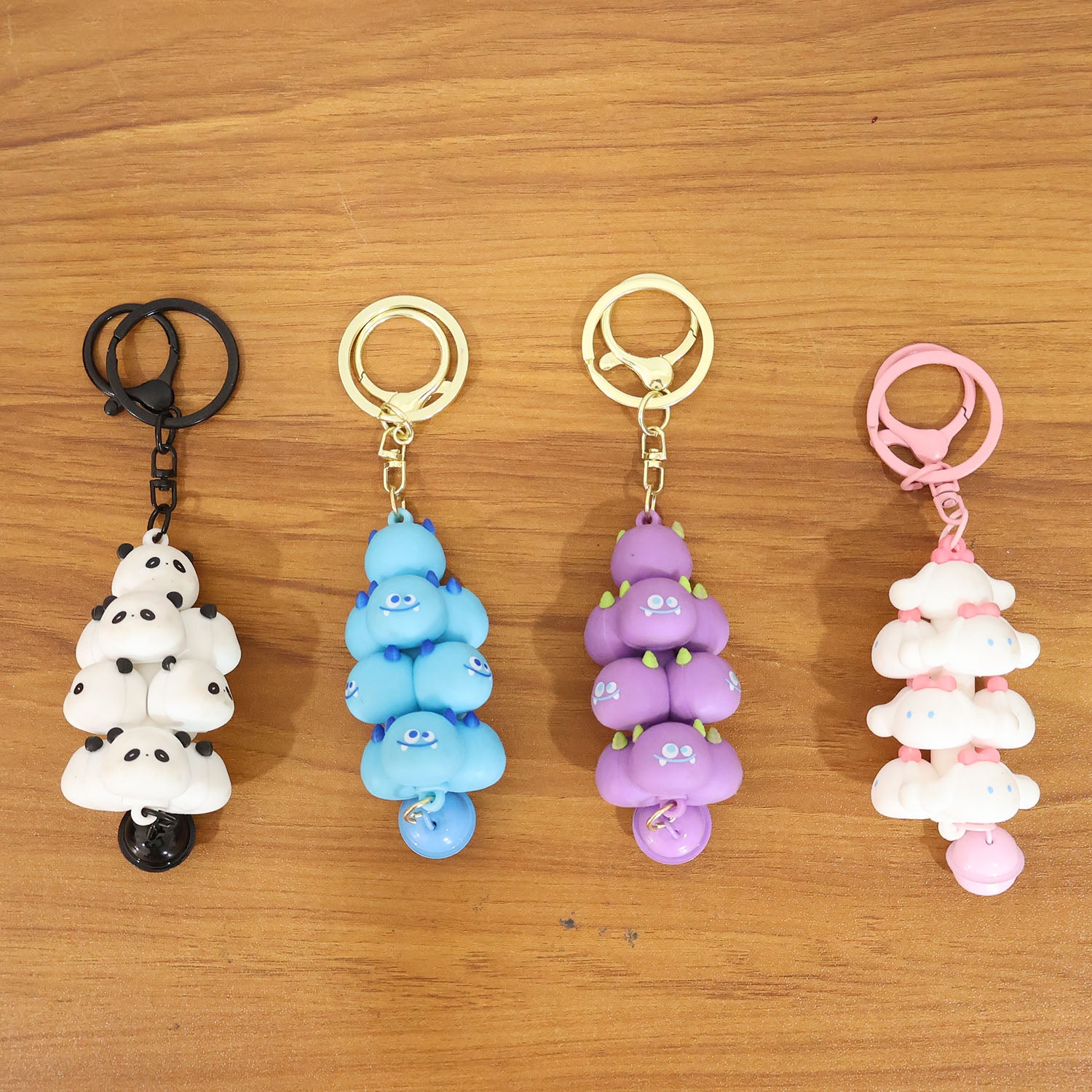 Cute Cartoon Cloud Stack Keychain with Bell Decorative Bag Charm and Key Ring for Handbags, School Bags, Backpacks and Car Keys (1 Pc Mix Color)