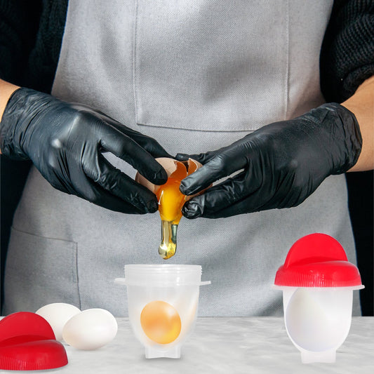 Nonstick Egg Boiler Cups Set with Lids Reusable Egg Cooker Cups for Soft Boiled Hard Boiled Scrambled Eggs and Omelettes (6 Pc Set)