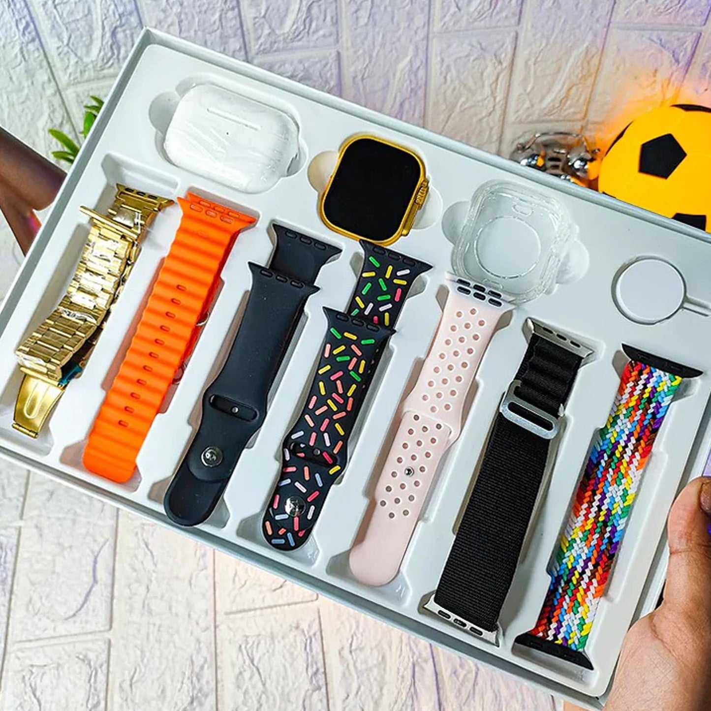 10 in 1 Ultra Smart Bluetooth Calling Smartwatch + Earphones Set (With Transparent Screen Guard & 7 Classic Straps)