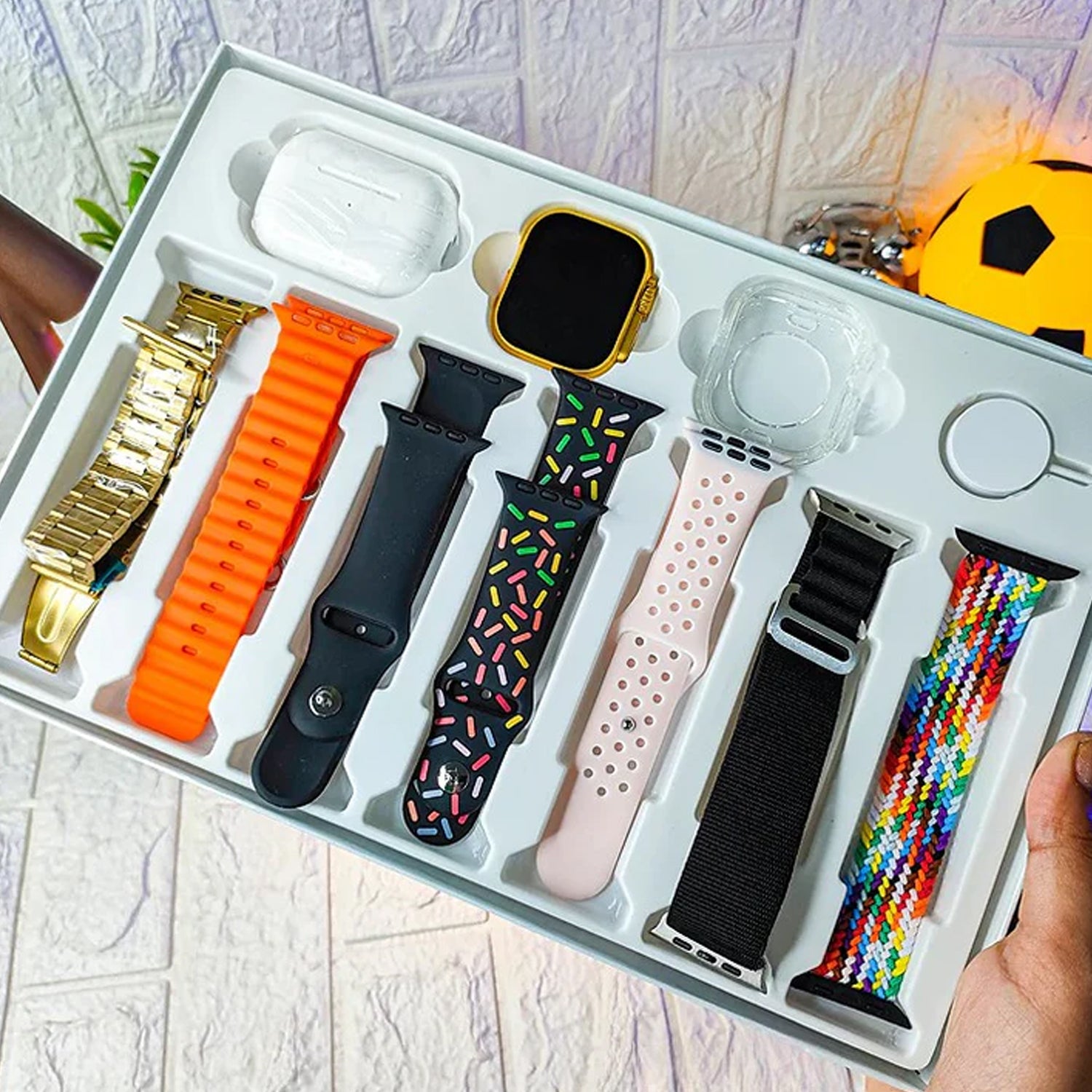 10 in 1 Ultra Smart Bluetooth Calling Smartwatch + Earphones Set (With Transparent Screen Guard & 7 Classic Straps)