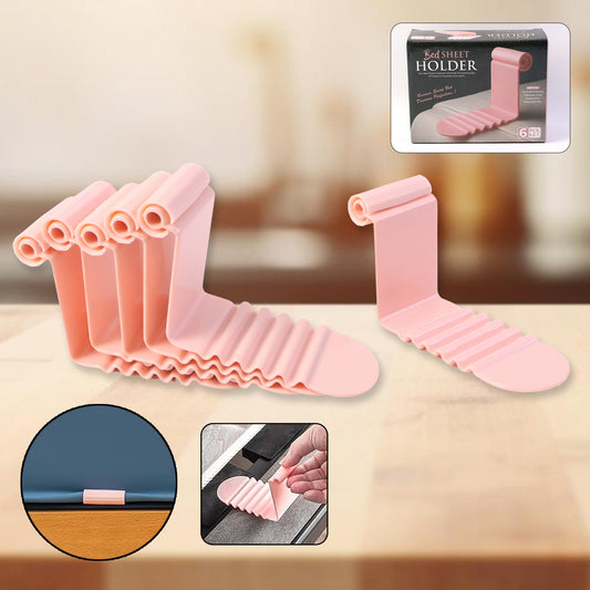 Universal Bed Sheet Holder Clip Set Anti Slip Mattress Sheet Fastener for Keeping Bed Sheets Tight Neat and Perfectly Fitted (Pack of 6)